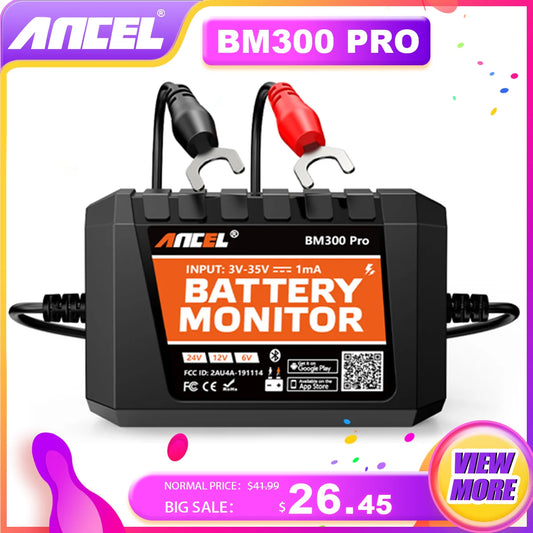 2025 New ANCEL BM300 Pro Battery Monitor 24V Battery Tester 12V SOC Battery Health Analyzer Battery Tools