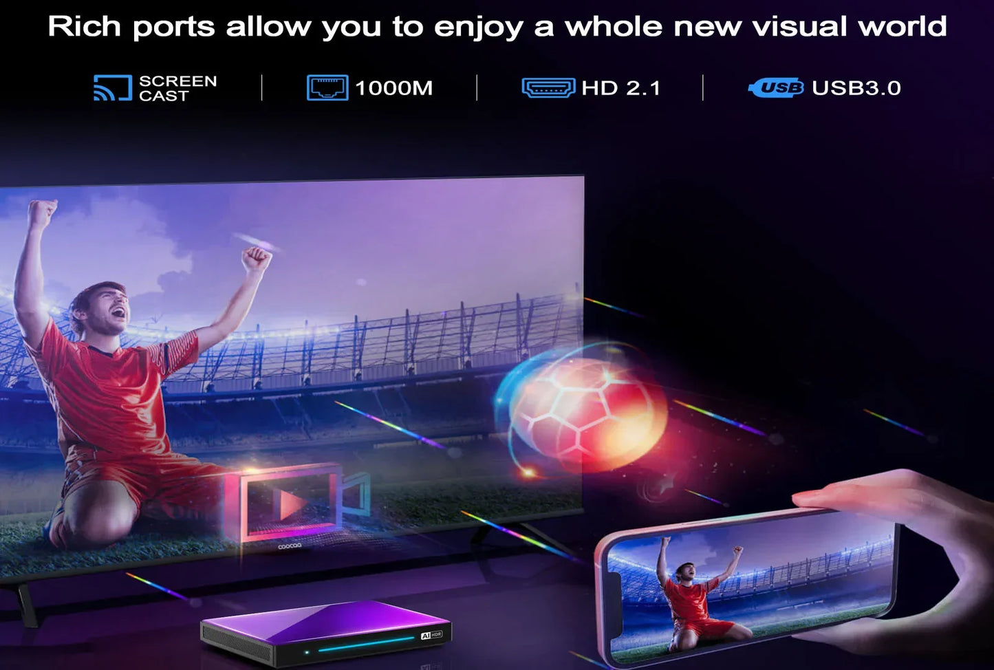 H96 Max M9 TV BOX Android 14.0 8-core CPU 6TOPS NPU AI Smart TV Box 8k Ultra HD Output 1000M/LAN AV1 SPIDF SOUND Set Top Box