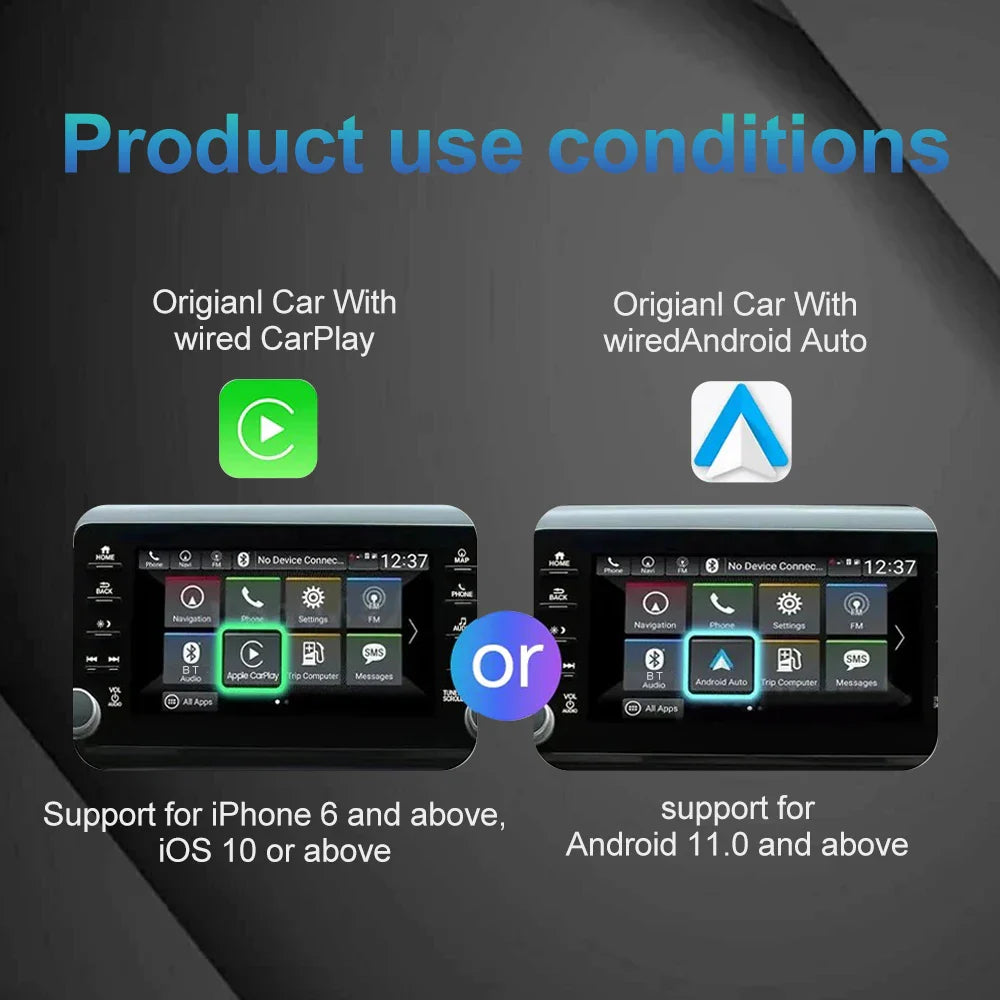 2025 NEW 2 In 1 Wireless Carplay AI Box Android Auto Plug And Play Applicable To Convert Original Car Wired Carplay To Wireless