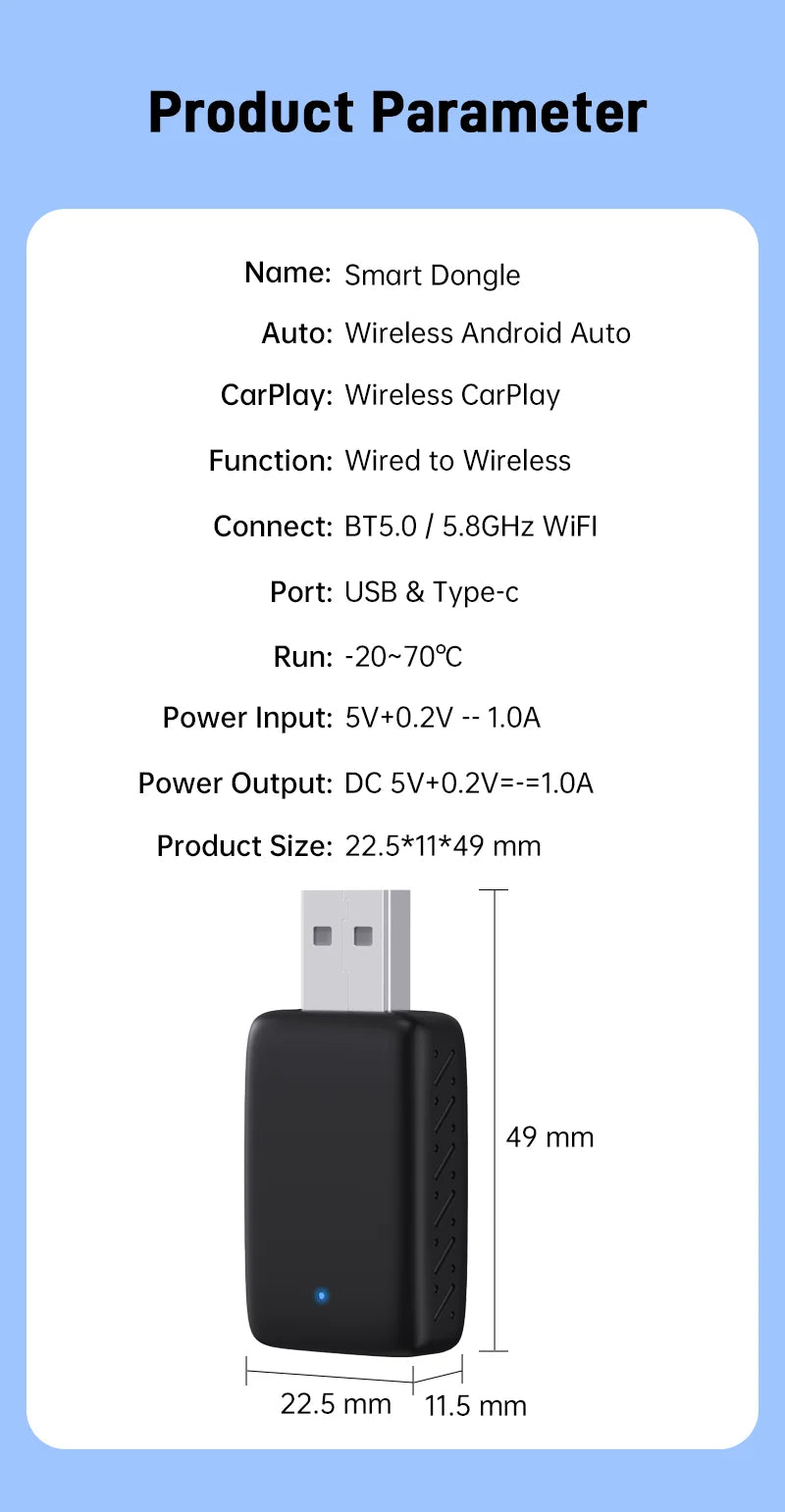 2025 NEW Wireless Carplay Adapter Android Auto 2in1 Smart Mini Box WIFI BT Auto Connect For Toyota Volvo Benz MG Kia MAZDA FORD