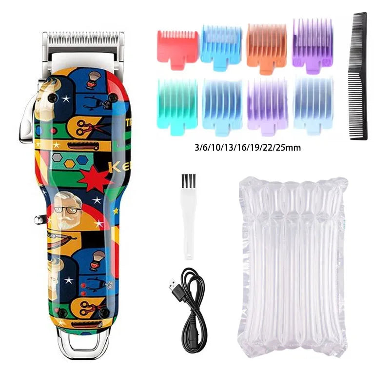 Kemei Professional Electric Hair Clipper Rechargeable Graffiti Pattern Beard Trimmer Men's Shaver KM-MAX2092 KM-MAX5090 KM-1102H