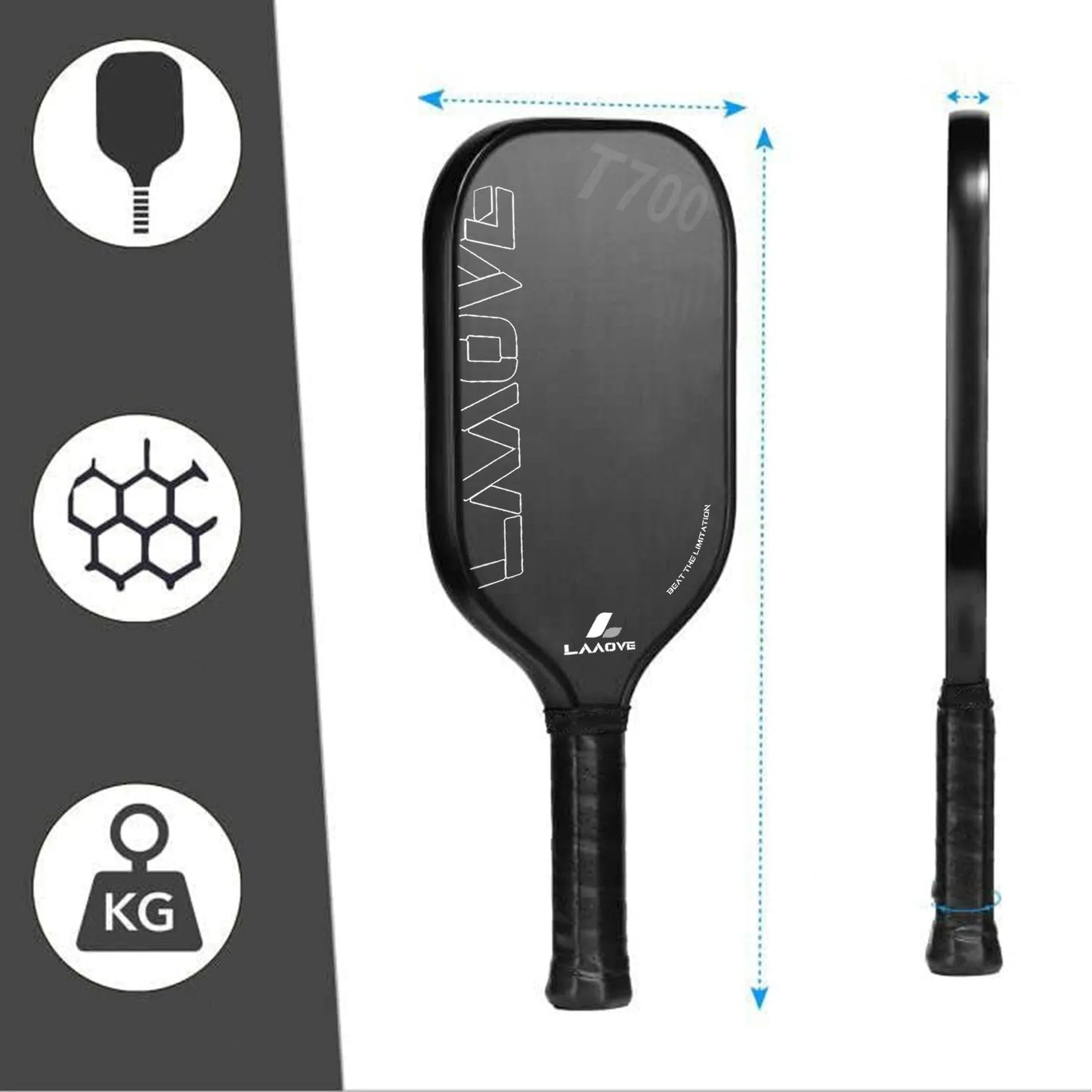 16MM LAAOVE T700 Carbon Fiber Pickleball Paddle