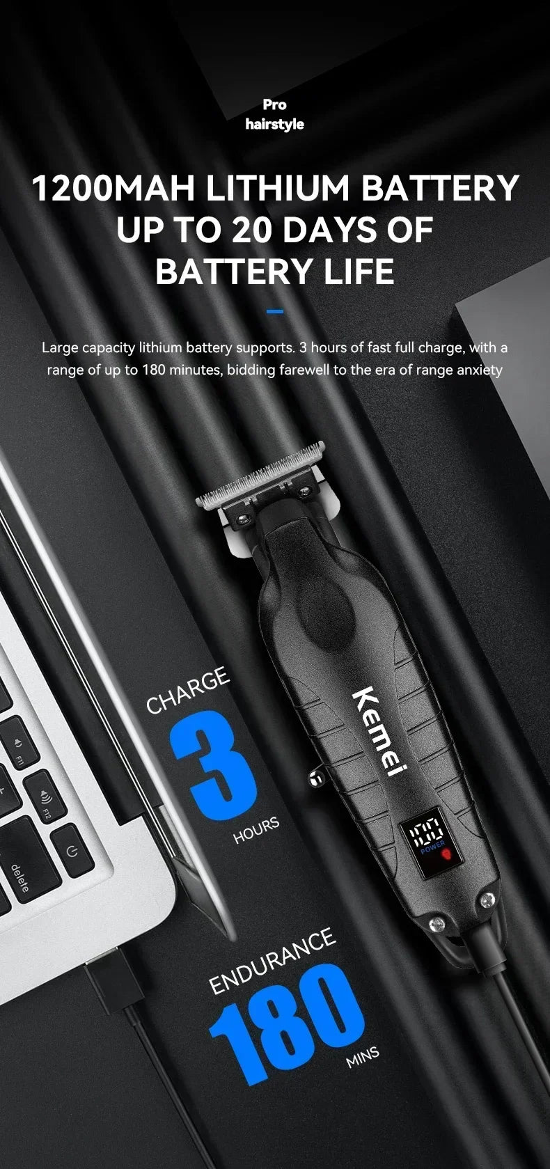 Kemei KM-2290 KM-2293 KM-T95 New Professional Cutting Machine Electric Shaver Hair Trimmers With LCD Display Men's Hair Clipper