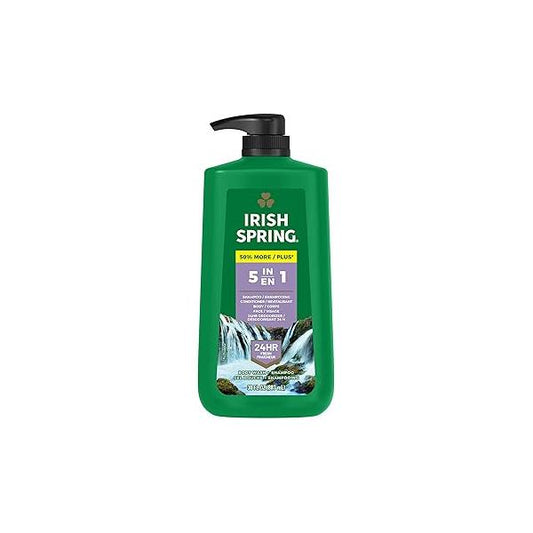 Irish Spring 5 in 1 Body Wash for Men, Men's Body Wash, Smell Fresh and Clean for 24 Hours, Conditions and Cleans Body, Face, and Hair, Made with Biodegradable Ingredients, 30 Oz Pump