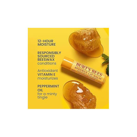 Burt's Bees Lip Balm - Balm Bouquet Set, Original Beeswax, Vanilla Bean, Cucumber Mint, Coconut & Pear Pack, Natural Origin Lip Treatment With Beeswax, 4 Tubes, 0.15 oz.